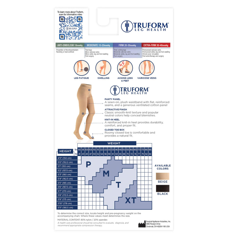 [Australia] - Truform 20-30 mmHg Compression Pantyhose, Women's Hosiery Support Tights, Beige, X-Tall 
