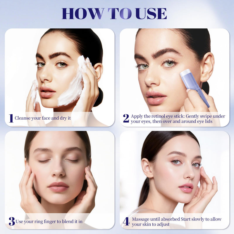 [Australia] - Retinol Eye Stick, Under Eye Balm for Dark Circles and Puffiness, Anti Aging Caffeine Cream Reduces Fine Lines, Wrinkles Moisturizer Stick (0.24oz/7g) 