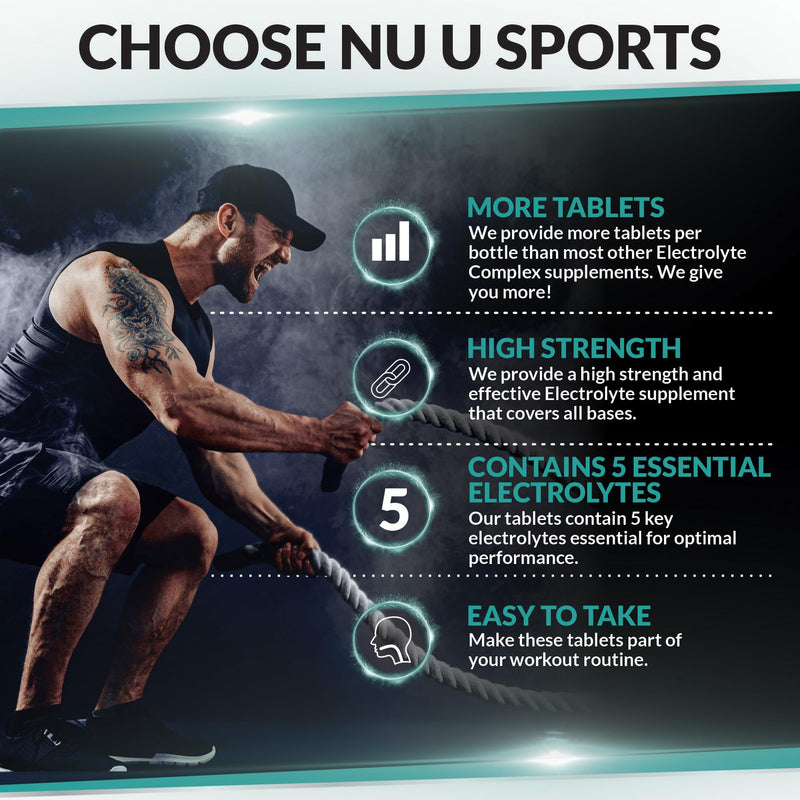 Nu U Nutrition - Electrolytes Complex - 270 Vegan Unflavoured Tablets with Sodium, Potassium, Magnesium & Calcium Phosphate - Suitable for Carnivore & Paleo Diet - Made in the UK