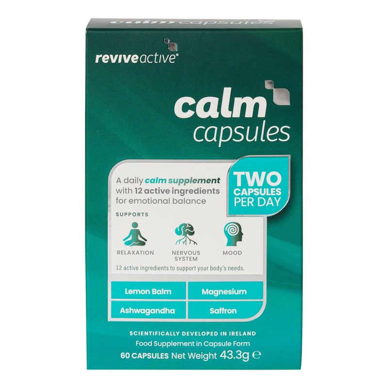 Revive Active Calm Capsules - 12 Active Ingredients - Ashwagandha with Essential Vitamins and Magnesium - Supports Energy Levels, Nervous System, Relaxation & Mood - 60 Capsules