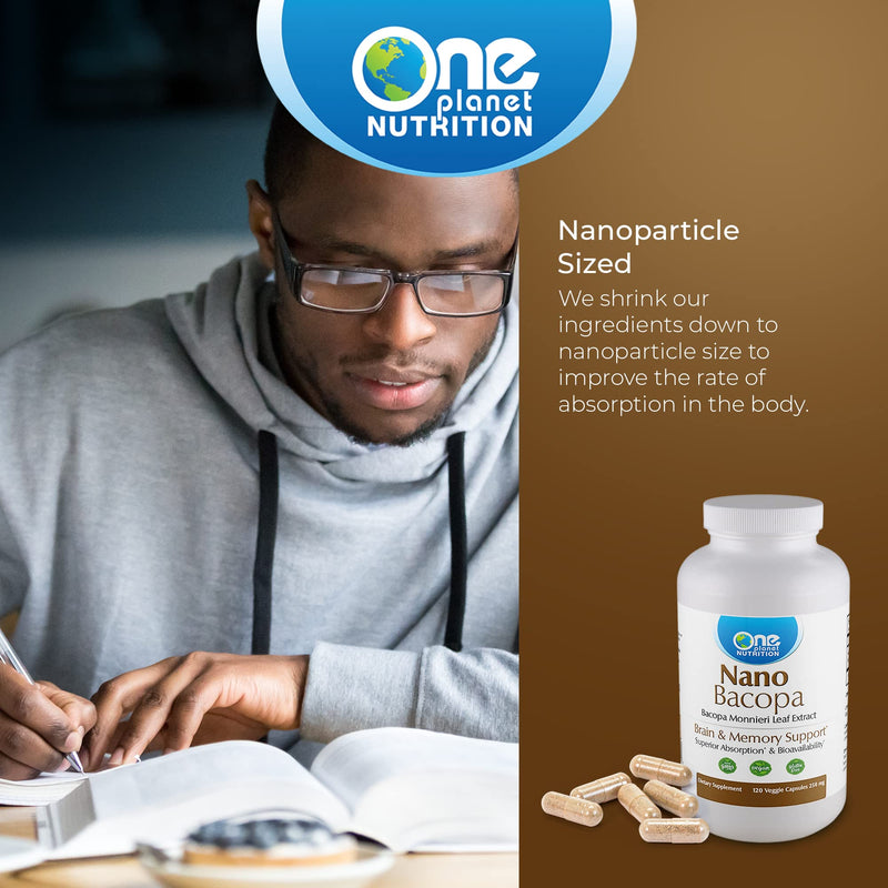 [Australia] - Nano Bacopa 250 mg Veggie Capsules (120 Servings), Bacopa monnieri Extract, Nano for Easy Absorption, Enhances Memory & Focus, Non-GMO, Vegan, Gluten-Free 
