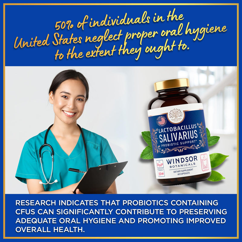 [Australia] - Lactobacillus Salivarius Probiotic - 24bn CFU L Salivarius Dental Probiotics for Teeth and Gums - Bad Breath Treatment for Adults, Immune Support, Digestive Health - 60 Oral Probiotic Capsules 60 Count (Pack of 1) 