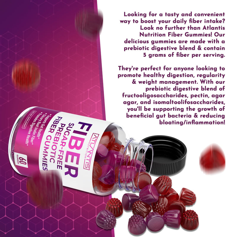 [Australia] - Sugar Free Prebiotic Fiber Gummies For Adults - Fiber Supplement Formulated With 5G Fiber & 5.4G Prebiotic Digestive Blend. Supports Gut Health & Promotes Healthy Digestion - 2-Pack (120 Gummies) 60 Count (Pack of 2) 