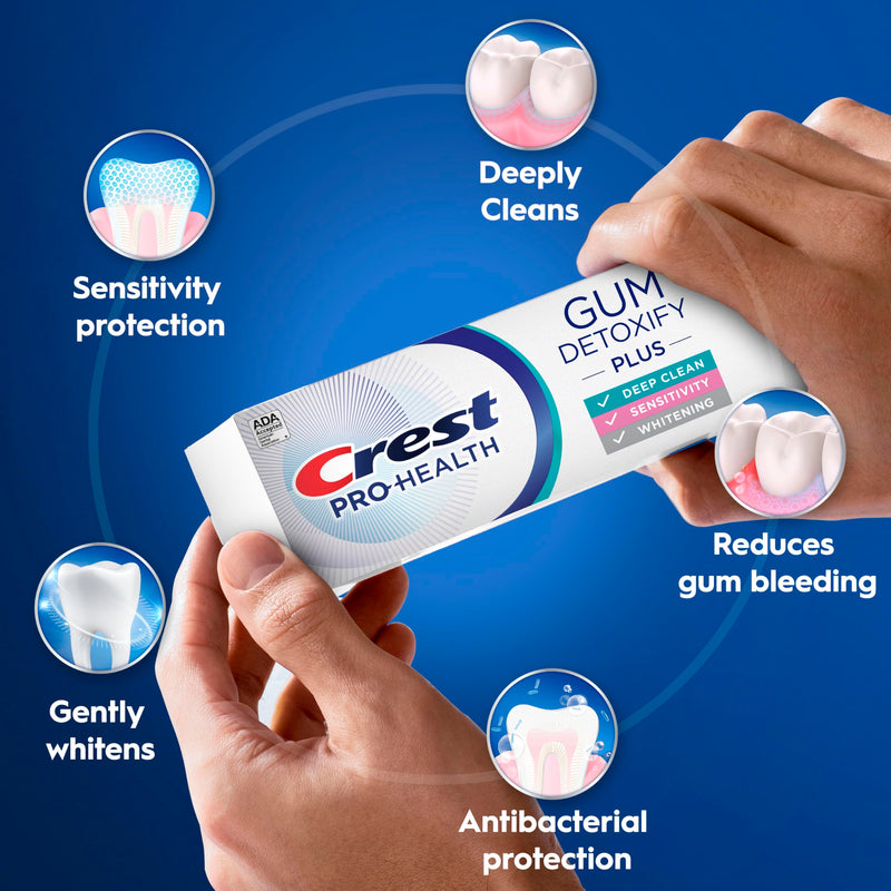 Crest Pro-Health Gum Detoxify Plus Toothpaste 4.5 oz Pack of 3 - Antibacterial Fluoride Toothpaste, Sensitivity Protection, Whitens Teeth, Anticavity, Plaque Control 4.5 Fl Oz (Pack of 3)