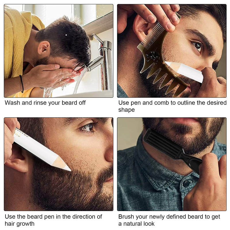 [Australia] - Hairdressing Pen, Beard Pen Filler Hair Cutting Tracer Grooming Pencil Barber Supplies, Tracing Tool/Guide for Beard, Hairline, Goatee for Styling & Beard Shaping (White) 