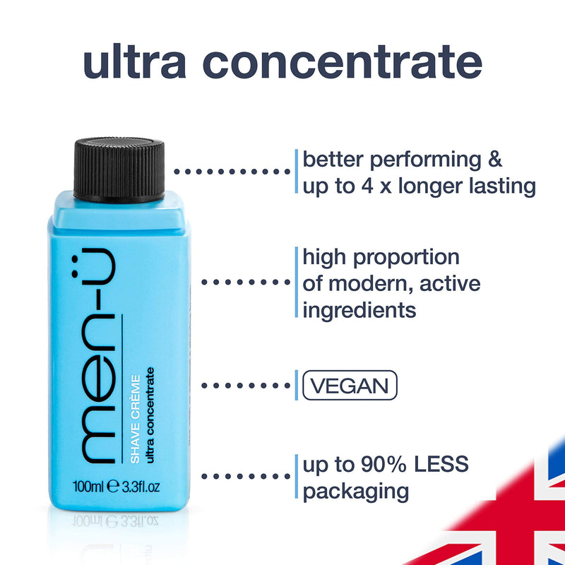 [Australia] - men-ü High-Performance Shaving Cream w/UP TO 165 SHAVES, mens shaving cream with Long Lasting/Ultra-Concentrate Formula with Tea Tree oil/Lubricants & Moisturisers, shaving cream mens 3.3 fl oz.… 