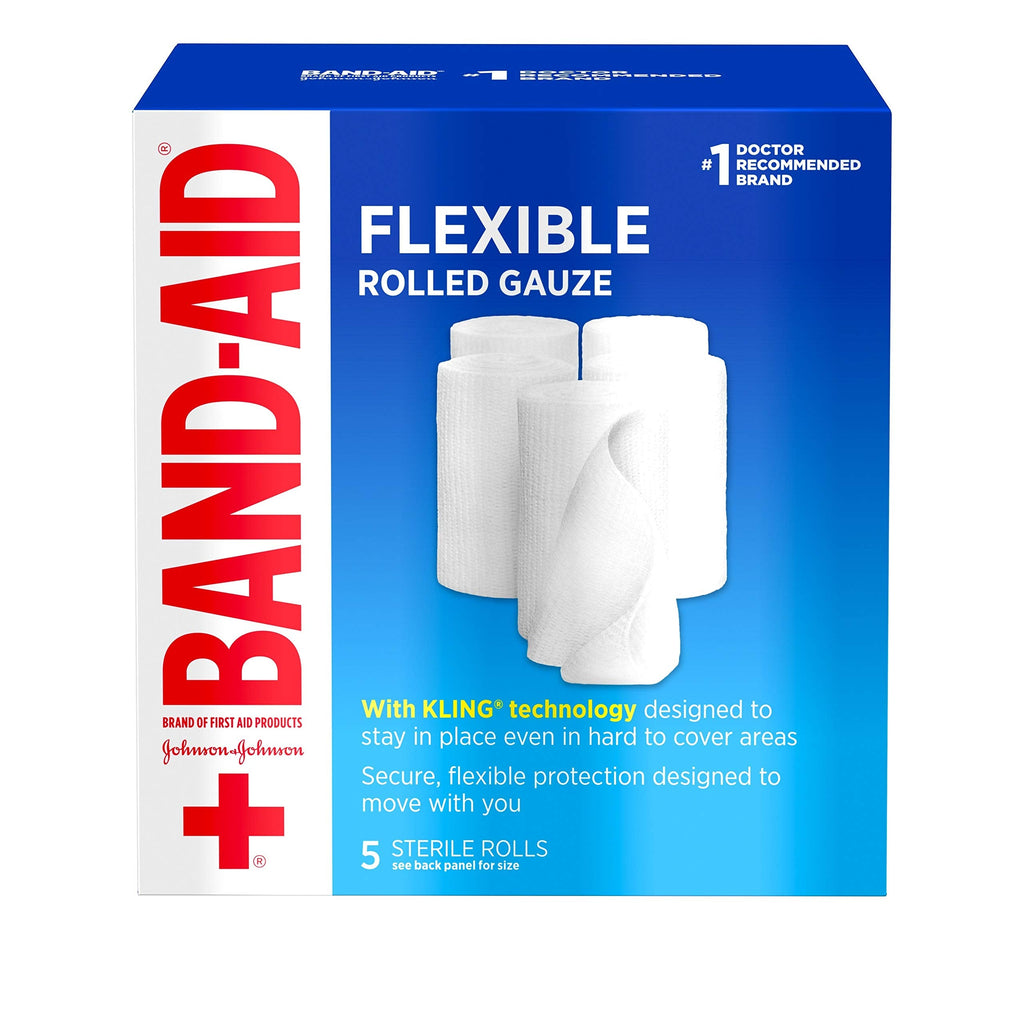 Band-Aid Brand of First Aid Products Flexible Rolled Gauze Dressing for Minor Wound Care, Soft Padding and Instant Absorption, 3 Inches by 2.1 Yards, Value Pack 5 ct 5 Rolls (Pack of 1)