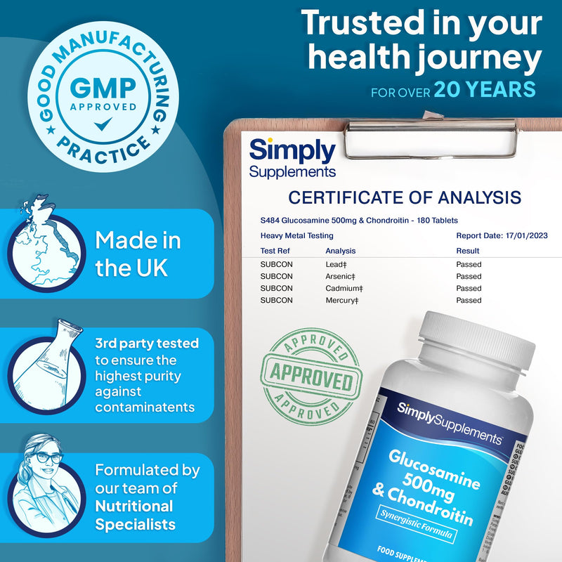 [Australia] - Glucosamine 500mg & Chondroitin 400mg - 360 Capsules - 4 Month Supply - SimplySupplements 