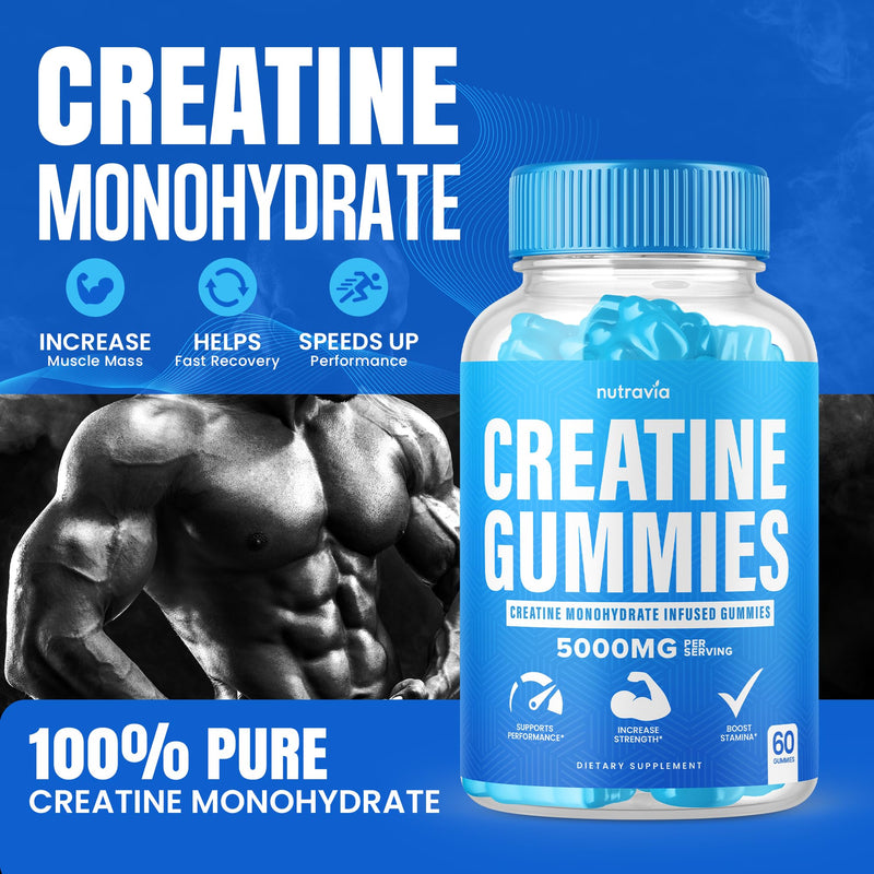 [Australia] - Creatine Gummies Infused with 5g Creatine Monohydrate for Men and Women, Strength, Endurance, Muscle Instantized Creatine, Micronized Clean HCL Balanced Creatina Monohidratada en Polvo (60 Gummies) 