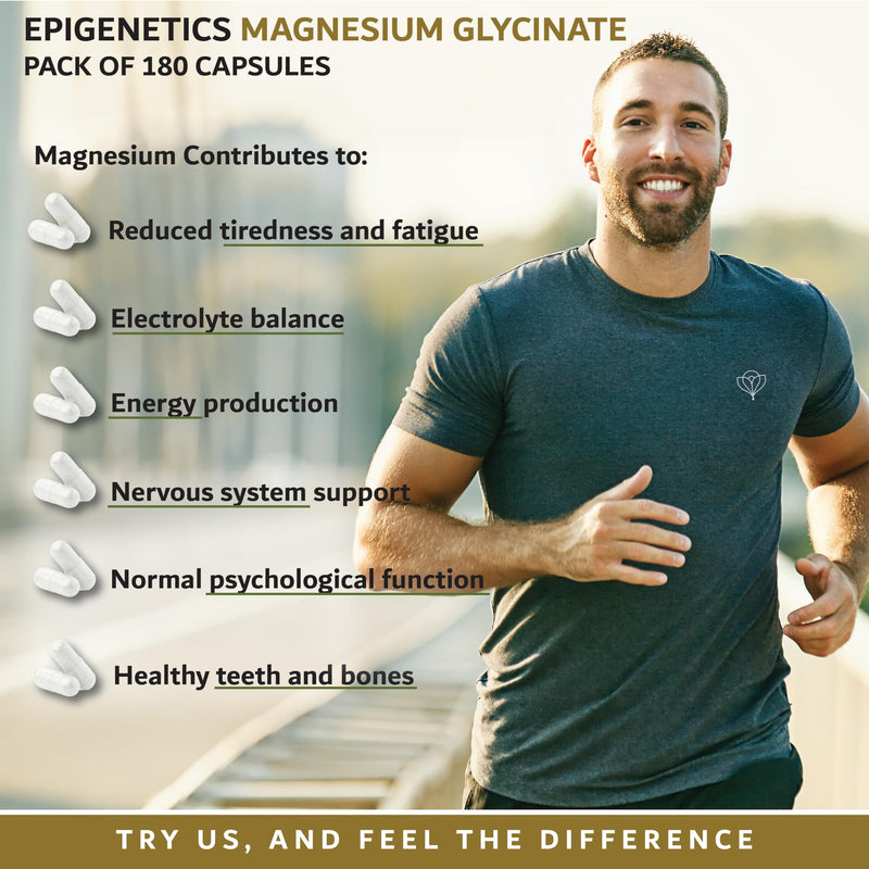 Magnesium Glycinate Supplement 212mg | 180 Vegan Capsules UK Made | Supports Energy & Reduces Fatigue | Magnesium Bisglycinate (212mg Elemental) | High Strength & Bioavailable | 2 Months Supply