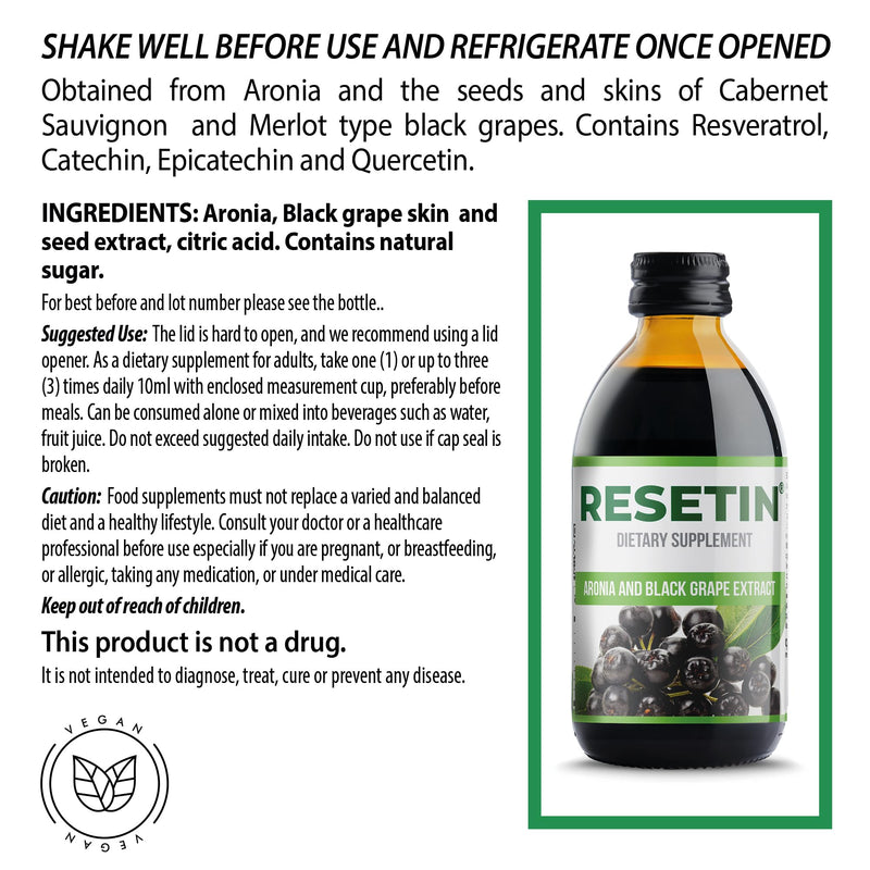 Aronia & Black Grape Skin and Seed Extract 250ml - Antioxidant Liquid Food Supplement with Resveratrol, Quercetin, Catechin & Epicatechin - No Added Sugar, Vegan-100% Natural