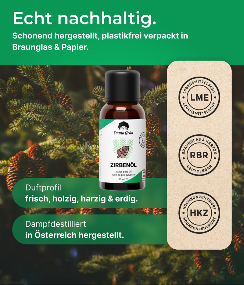[Australia] - Emma Grün® Organic Stone Pine Oil [100% NATURALLY PURE] - Real Stone Pine Oil 30ml from Alpine Wild Growth - FOOD QUALITY - Pure Natural Essential Oil - Woody Stone Pine Oil for Diffuser & Sauna Stone Pine 30 ml (Pack of 1) 
