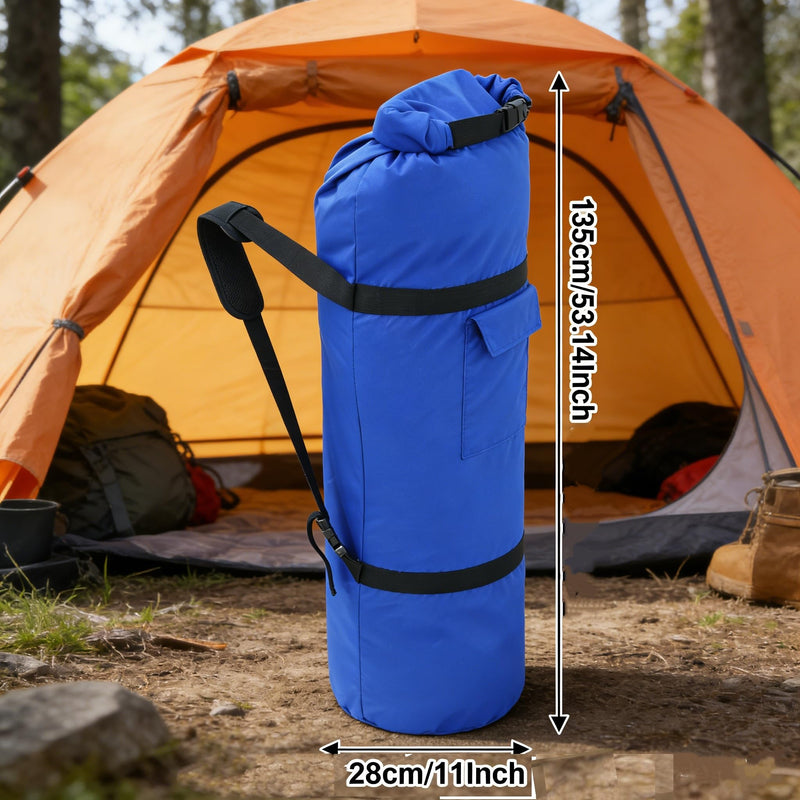Heavy Duty 900D Oxford Camping Chair Bag Camp Cot Bag,Duffel Bag Padded Foam Shoulder Straps,Click Clack Fastener Closure & Side Pocket,for Hammocks,Moving Outdoor Trave(1, Dark Blue, 53Lx11D inch)