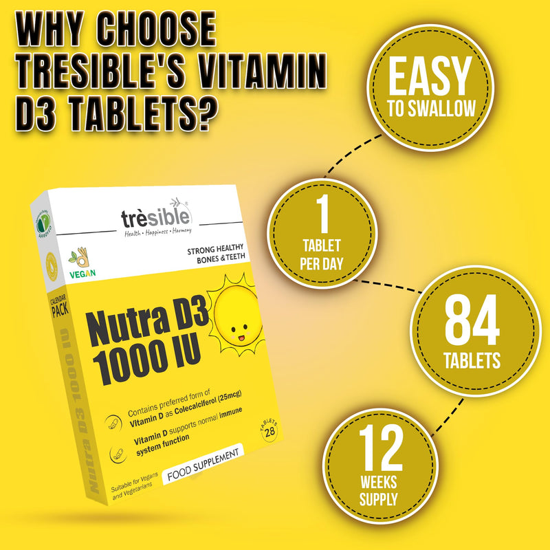 Vitamin D 1000IU Tablets (3-Month Supply) - High Strength Vitamin D Tablets to Support Immune System, Teeth, Bones, and Muscles - 84 Count Vitamin D3 1000 IU Tablet for Children and Adults 1 count (Pack of 84)