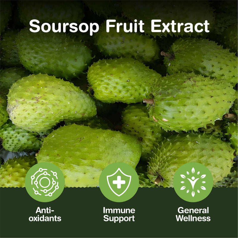 Soursop Graviola Capsules | 13,500mg Per Capsule | 90 Capsules Per Pouch - 3 Months Supply | One A Day | High Strength Soursop Supplement | Vegan & UK Made