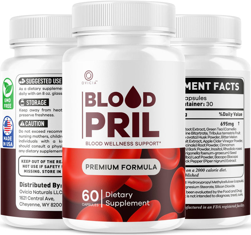 (3 Pack) Blood Pril Capsules - Official BloodPril Pills Advanced Premium Support for Maximum Strength with AllNatural Ingredients Vitamins for Overall Health & Wellness, 180 Capsules for 3 Months