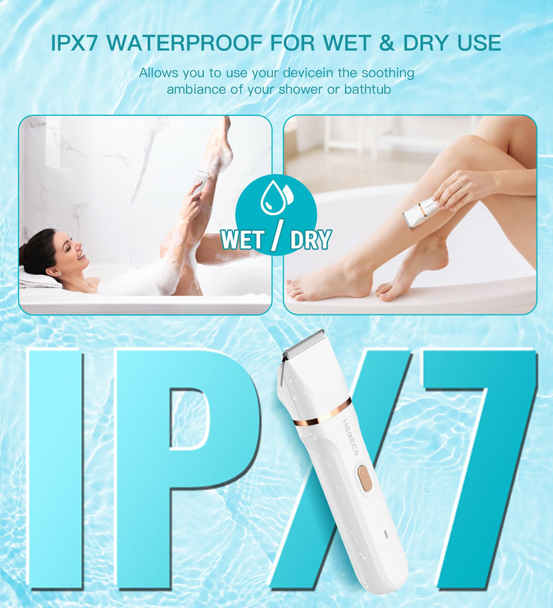Bikini Trimmer for Women, 3in1 Electric Razor for Women with Facial Trimmers & Intimate Shaver for Sensitive Skin, Waterproof Wet & Dry Use Rechargeable Pubic Hair Trimmer Removal