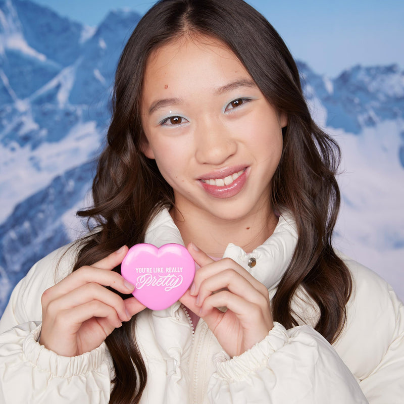 [Australia] - Petite N Pretty All in One Makeup Set for Kids, Tweens and Teens – Pink Mesh Bag with Lip Gloss Keychain, Hair Ties, Nail Decals, Headband, Heart Mirror, Nail File, Comb – Perfect Travel Kit & Gift 