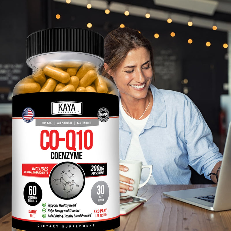 Kaya Naturals CoQ10 Power Antioxidant Supplement, 60 Veggie Capsules | Vascular & Heart Health, Healthy Blood Pressure Levels, Immune Function Support, Restores Cellular & Energy Production 60 Count (Pack of 1)