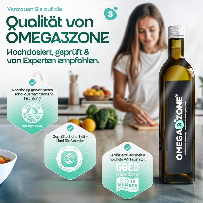 [Australia] - omega3zone Premium Omega-3 fish oil liquid - High dosage: 5400 mg per serving in triglyceride form - Laboratory tested, carefully cleaned, German production - 500 ml with lemon flavor Lemon 500ml 