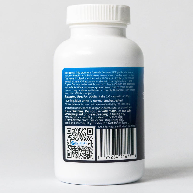 Nutricel Supplements Methylene Blue Capsules - Pharmaceutical Grade Supplement - Trusted Made in America - 12mg (USP Reference Compliant) with Vitamin C Ester - Third Party Tested (120 Capsules) 120 Count (Pack of 1)