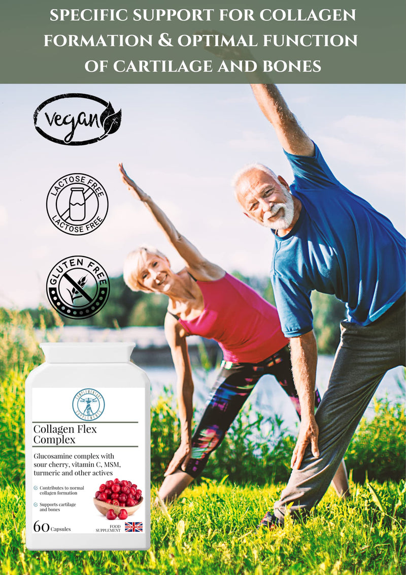 Collagen Flex Complex – Joint, Bone & Cartilage Support - Vegan (Shellfish Free) - Glucosamine Hydrochloride HCL, MSM, Turmeric, Apple Cider Vinegar - 60 Capsules