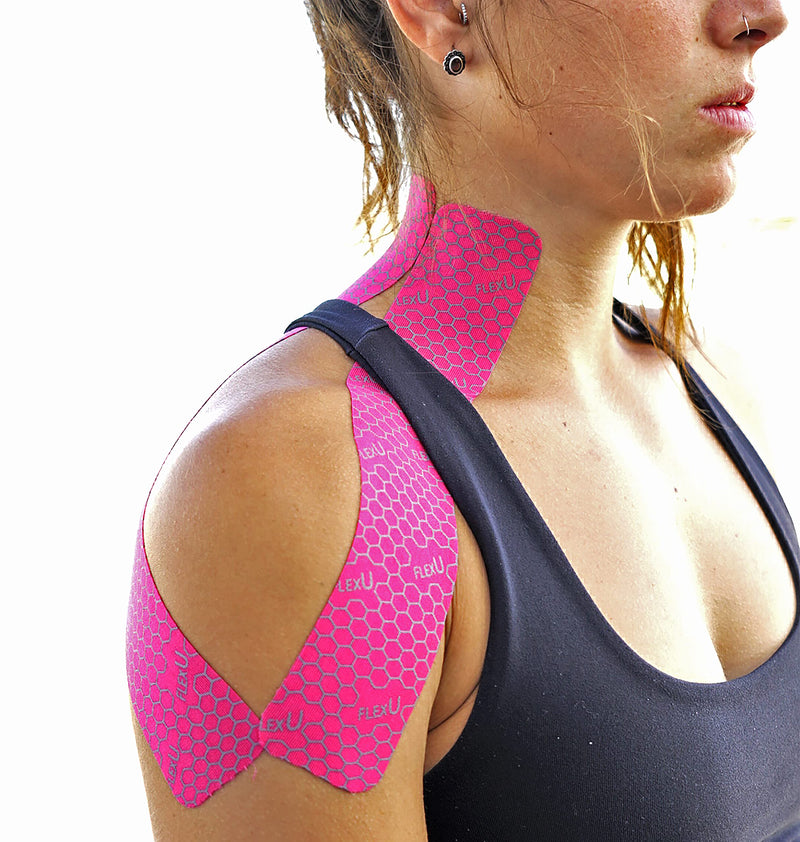 [Australia] - FlexU Kinesiology Tape - 40 Extra-Wide Pre-Cut Y-Shape Strips (3"x10") - Unique Design for Lower Back, Shoulders, Knees, and Neck - Professional-Grade Muscle & Joint Support (Pink) Pink 