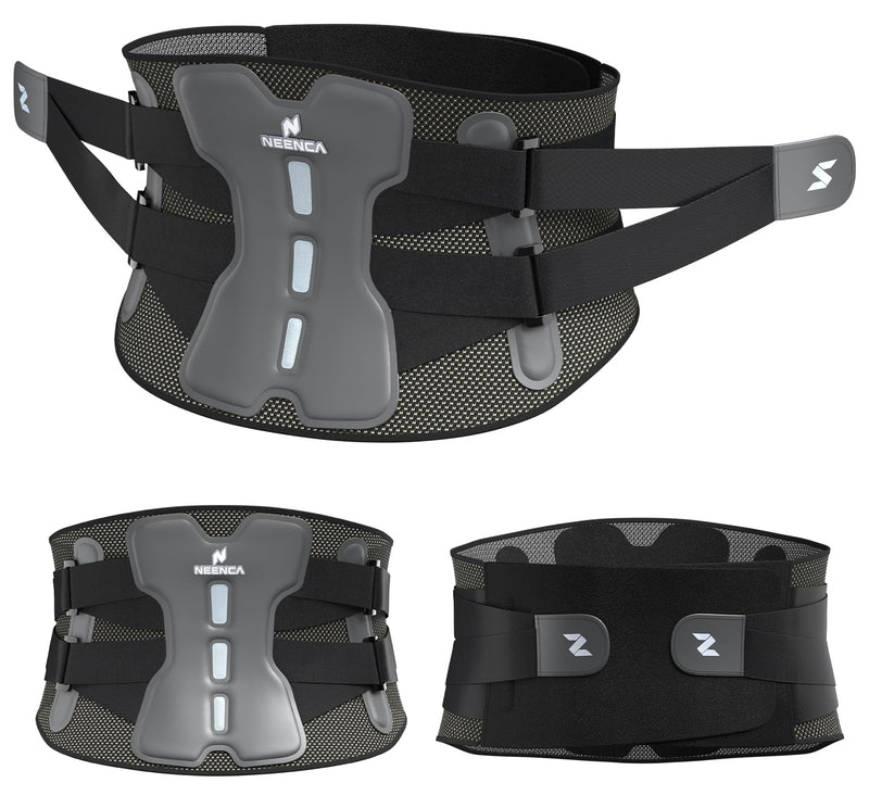 NEENCA Back Brace for Lower Back Pain Relief with Bionic Support System, Adjustable Lumbar Support Belt for Men & Women with Lumbar Pad, Soft Breathable Mesh for Herniated Disc, Sciatica, Scoliosis... Large Black-Single