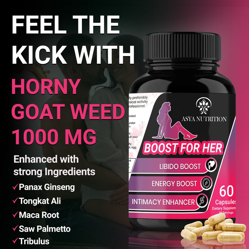 [Australia] - Female Libido Booster for Women | Female Enhancement | Horny Goat Weed 1000mg | Boost for Her | Natural Lubrication | Maca Tongkat ali | Natural & Safe 3rd Party Tested 