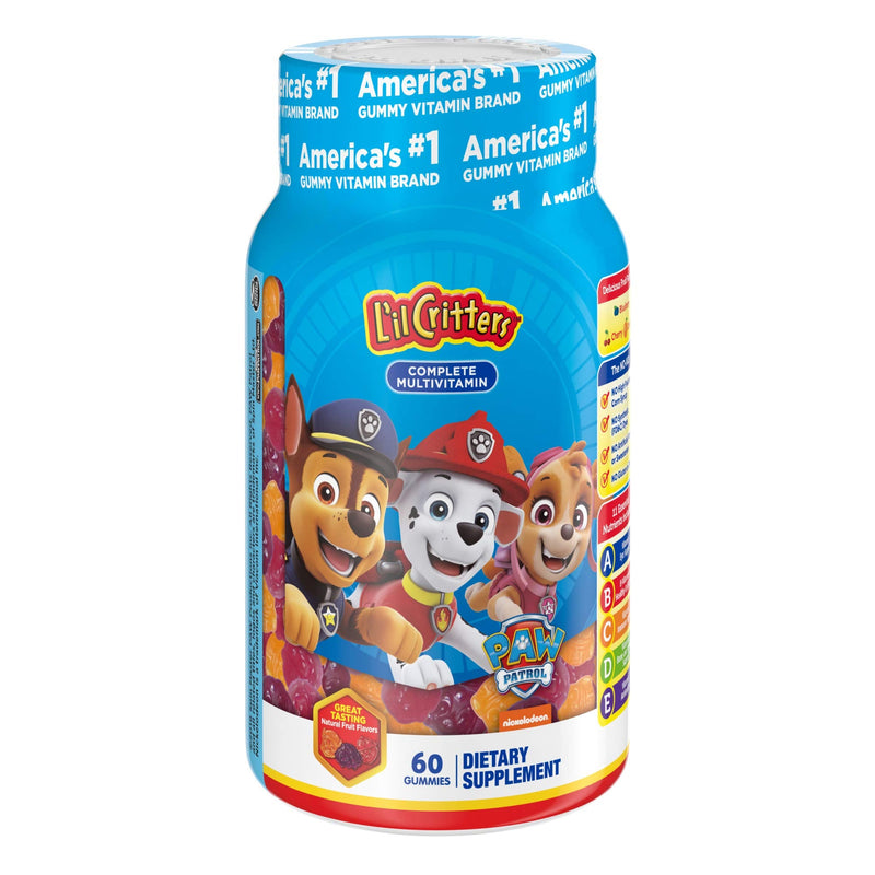 L'il Critters Paw Patrol Gummy Vites Daily Gummy Multivitamin for Kids, 60 Gummies and Pampers Baby Clean Wipes, 1 Flip-Top Pack (72 Wipes)
