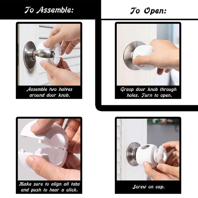 [Australia] - Door Knob Safety Cover for Kids - 5 Pack - Baby Proof Door Knob Covers - Door Locks for Kids Safety Child Proof - White 