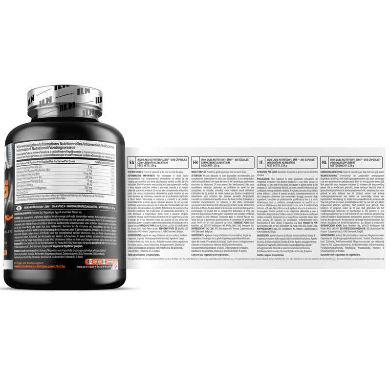 ZM6 - High Strength Zinc Magnesium Supplement for Men and Women - Zinc and Magnesium Tablets for Normal Muscle Function (360 Vegan Capsules) 360 count (Pack of 1)
