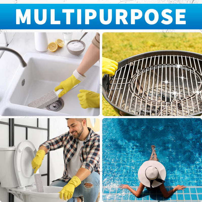 [Australia] - 4TH Pumice Stone for Toilet Bowl Cleaning,Scouring Stick with Handle,Cleans Away Limescale Stain,Hard Water Rings, Calcium Buildup,Iron and Rust. Remover for Tile/Bath/Kitchen/Household - 2 Piece 