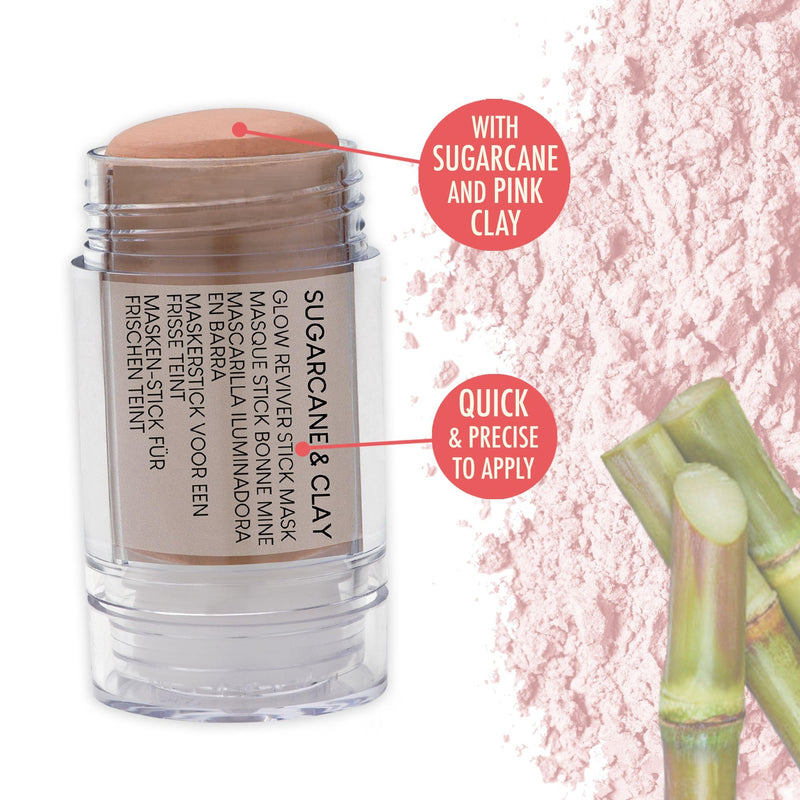 L'Action Paris Glow Reviver Stick Mask with Pink Clay and Sugar Cane, Gently Eliminates Impurities and Reveals Skin's Natural Radiance, Glowing Complexion 30g
