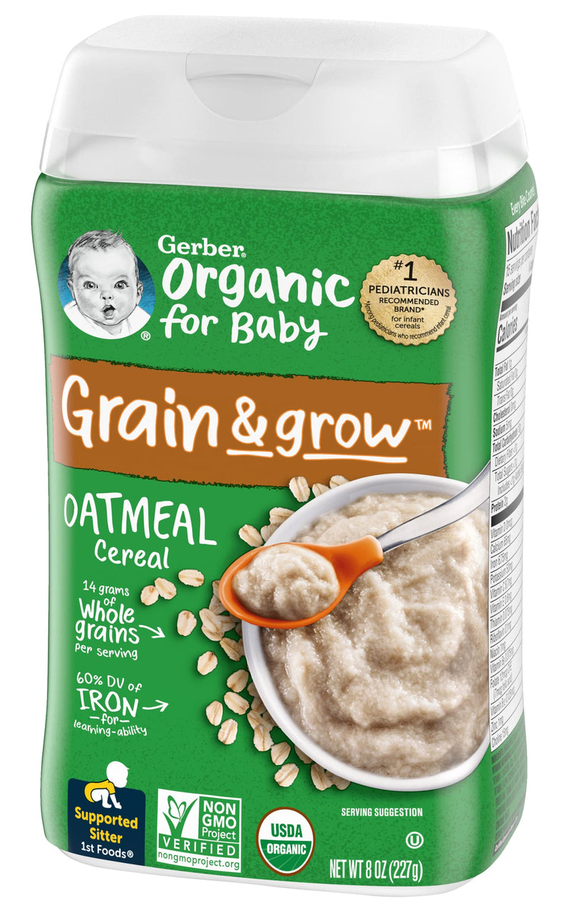 Gerber Baby Cereal, Organic Oatmeal, 8 Ounce