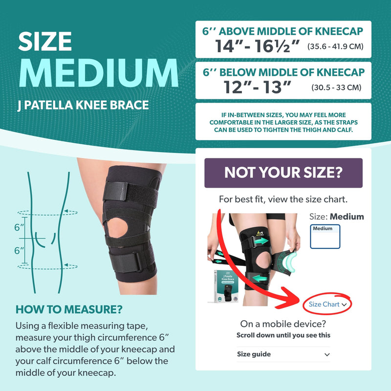 BraceAbility J Patella Knee Brace - Lateral Patellar Stabilizer with Medial and J-Lat Support Straps for Dislocation, Subluxation, Patellofemoral Pain, Left or Right Kneecap Tracking (Medium) Medium