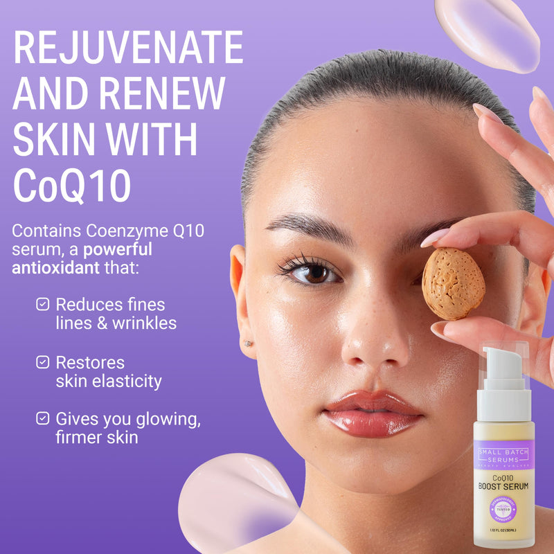 CoQ10 Pure Boost Glowing Face Serum - Coenzyme Q10 Serum with Hyaluronic Acid & Vitamin E for Enhanced Anti Aging Skin Care - Hydrating Hyaluronic Acid Facial Serum - Made in USA CoQ10
