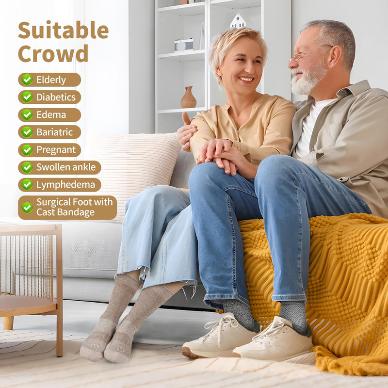 [Australia] - Diabetic Socks for Men,6 Pairs Non Binding Crew Diabetic Socks for Men Size 9-12 Deep Grey/Brown/White/Deep Blue/Black/Deep Brown Large 