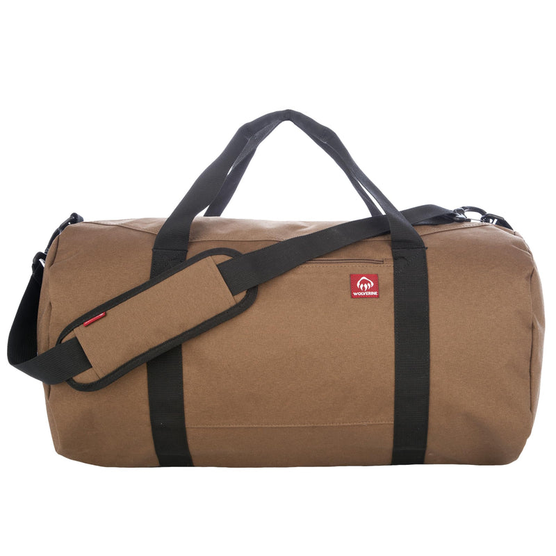 WOLVERINE Center Zip Duffel - High-Density Canvas with Dirt & Water Resistant Coating Chestnut 22 Inch, 37L Capacity