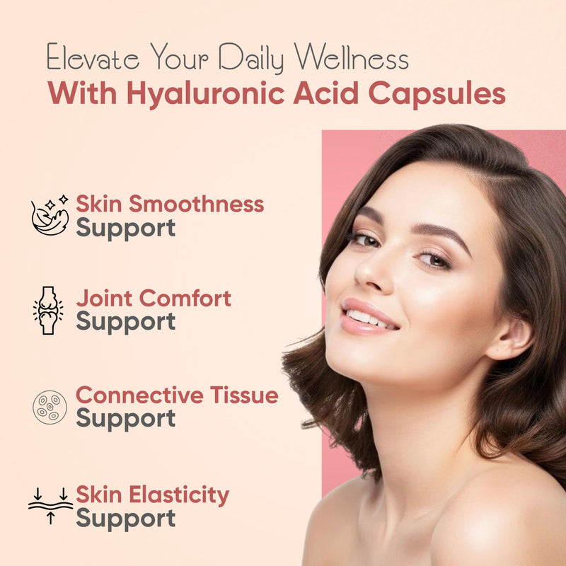 Vitaminnica Hyaluronic Acid Capsules 60 Count – High Strength Hydration Support for Skin, Joints & Hair | Beauty & Joint Care Supplement