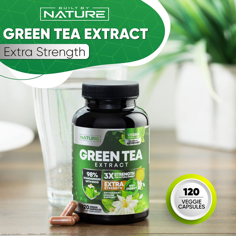 [Australia] - Green Tea Extract Pills - Powerful Antioxidant Supplement - 98% Standardized EGCG 1000mg for Natural Energy with Polyphenols - Gentle Caffeine - 120 Capsules 120 Count (Pack of 1) 