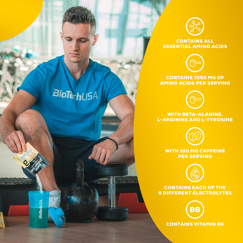 BioTechUSA Amino Energy Zero with Electrolytes | Pre-Workout | 9 Essential Amino Acids | Caffeine | Sugar-Free, Gluten-Free, 360 g, Pineapple-Mango