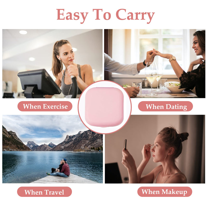 [Australia] - laeeyin Contact Lens Case Portable Hygiene Contact Lens Case Travel Set with Mirror for Daily Trips such as Traveling and Working (Pink) Pink 