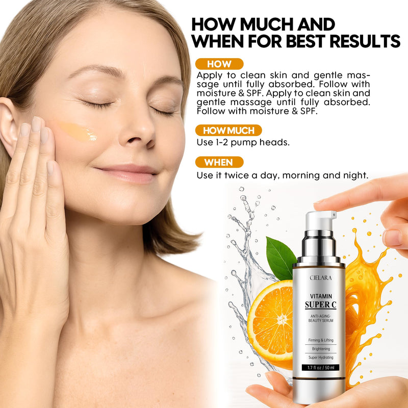 Vitamin C Serum for Face -20% Super Vitamin C 1.7 FL OZ | Vit C Hyaluronic Acid, Vitamin E, Peptides, Collagen Wrinkle Serume, Dark Spots, tighten, firming, lift,Brightening 1.7 Fl Oz (Pack of 1)