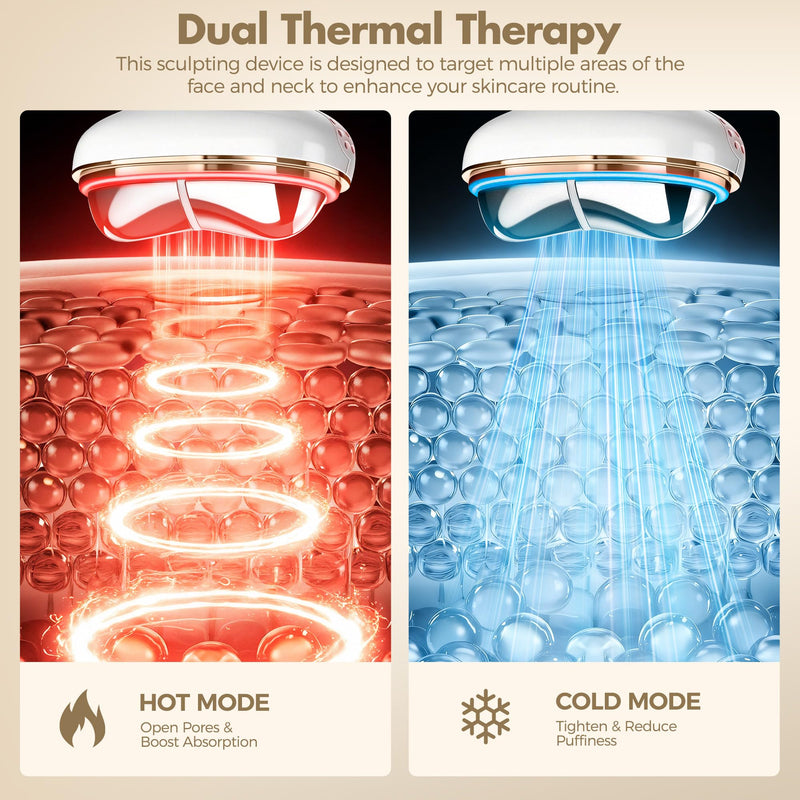 Red Light Therapy for Face, Electric Gua Sha Facial Massager, Microcurrent Facial Device for Tightening & Lifting, Warm Compress for Better Skincare Absorption & Cold Compress for Depuffing White