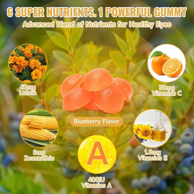 [Australia] - Lutein Gummies ‚Äì Eye Vitamin and Mineral Supplement with 20mg Lutein & 4mg Zeaxanthin ‚Äì Gummy Vitamins for Eye Health Support ‚Äì Naturally Flavored, 60 Gummies 
