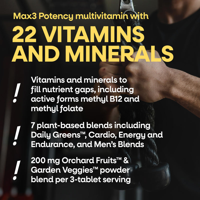 Nature's Way Alive! Men’s Max3 Potency Daily Multivitamin, 90 Tablets | High Potency Multivitamin for Men with B-Vitamins for Cellular Energy*, Supports Heart, Muscle and Eye Health* 90 Count (Pack of 1)