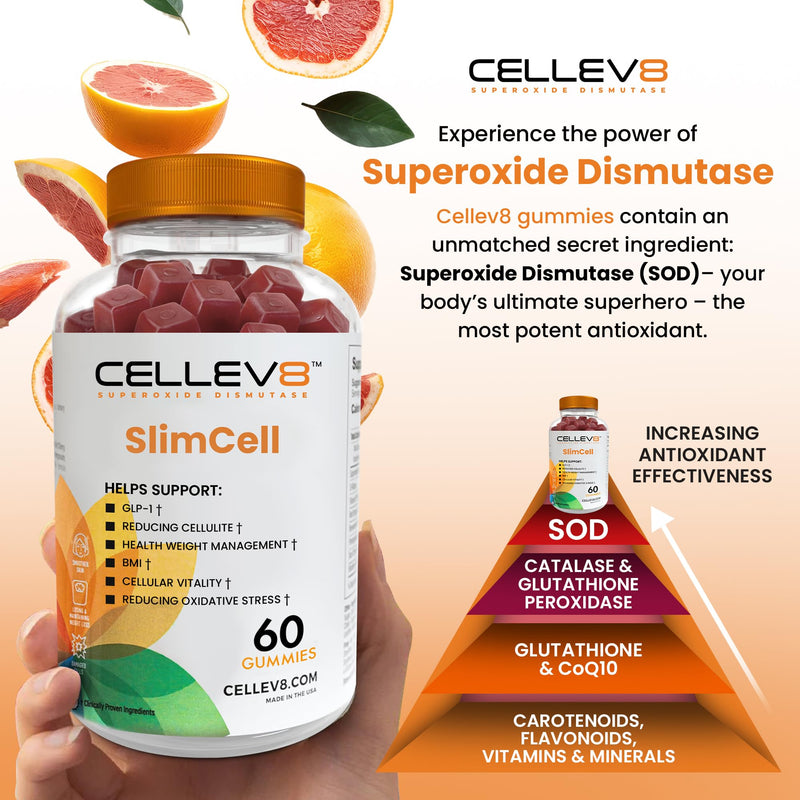 Cellev8 SlimCell Clinical Studied Metabolism & Appetite Support Gummies, 60 Count, Ingredients to Reduce Hunger & Cravings, Support Fat Loss and Weight Management for Women & Men