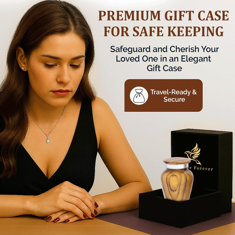 [Australia] - Metallic Wooden Print Small Urns for Human Ashes Keepsake - Mini Urn for Ashes Adult Male & Female - Keepsake Urns Set - Honor Your Loved One with Funeral Memorial Urn (Wooden, Set of 4) 