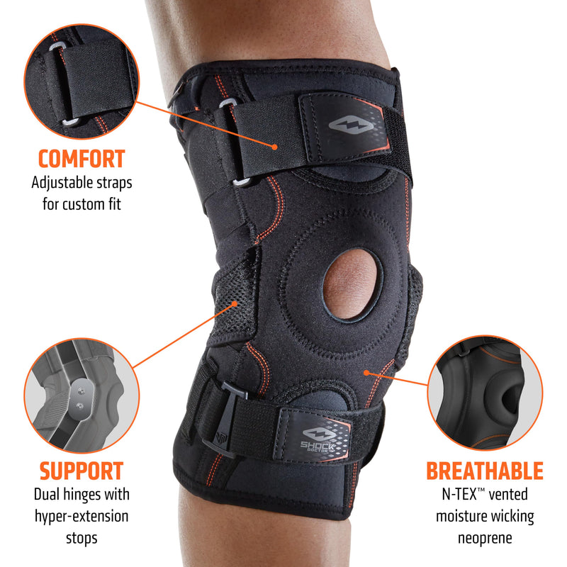 [Australia] - Shock Doctor Knee Brace Support, Compression Sleeve w/side Stabilizers, Patellar Support, Meniscus Injuries, Ligament Sprains, Knee Sleeve, Knee Brace for Men & Women, Running, Walking Small 